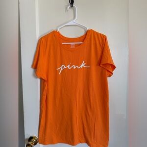 PINK Victoria's Secret Orange Tee with White Logo